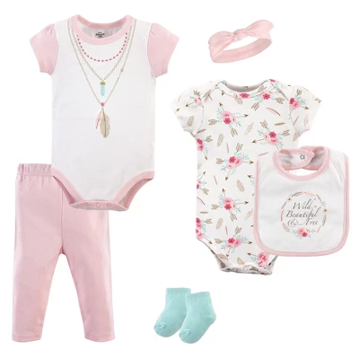 Little Treasure Baby Girl Layette 6-Piece Set, Boho 1 Little Treasure Baby Girl Layette 6-Piece Set, Boho