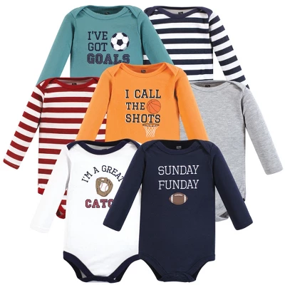 Hudson Baby Unisex Baby Cotton Long-Sleeve Bodysuits, Sports Stripes 9 Hudson Baby Unisex Baby Cotton Long-Sleeve Bodysuits, Sports Stripes - Image 9