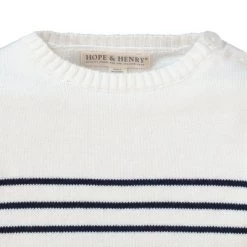 Hope & Henry Girls' Organic Cotton Breton Pullover Sweater, Infant