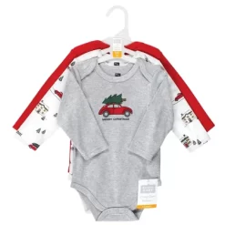 Hudson Baby Unisex Baby Cotton Long-Sleeve Bodysuits, Christmas Scene