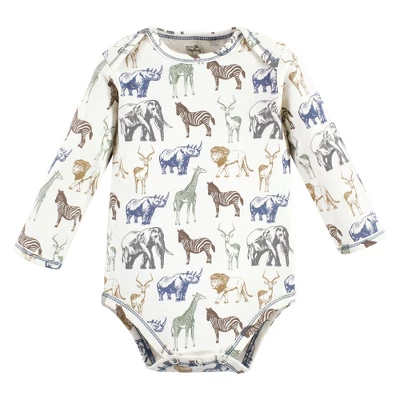 Touched By Nature Infant Boy Organic Cotton Long-Sleeve Bodysuits, Boy Safari 4 Touched By Nature Infant Boy Organic Cotton Long-Sleeve Bodysuits, Boy Safari - Image 4