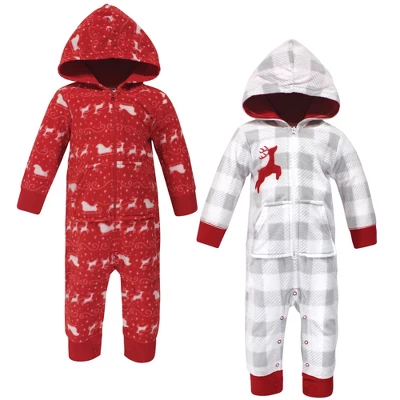 Hudson Baby Infant Fleece Jumpsuits, Coveralls, And Playsuits 2pk, Santas Sleigh 3 Hudson Baby Infant Fleece Jumpsuits, Coveralls, And Playsuits 2pk, Santas Sleigh - Image 3