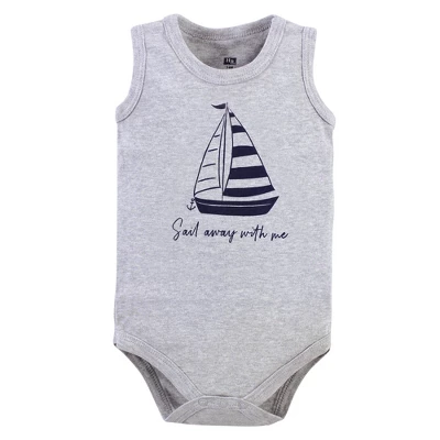 Hudson Baby Infant Boy Cotton Sleeveless Bodysuits 5pk, Captain 3 Hudson Baby Infant Boy Cotton Sleeveless Bodysuits 5pk, Captain - Image 3