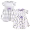 Touched By Nature Baby And Toddler Girl Organic Cotton Short-Sleeve Dresses 2pk, Lavender