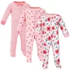 Touched By Nature Baby Girl Organic Cotton Zipper Sleep And Play 3pk, Coral Garden