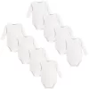 Touched By Nature Organic Cotton Long-Sleeve Bodysuits 8pk, White