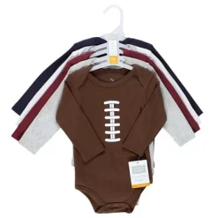 Hudson Baby Infant Boy Cotton Long-Sleeve Bodysuits, Football Buddy