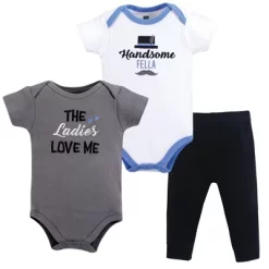 Hudson Baby Infant Boy Cotton Bodysuit And Pant Set, Ladies Love Me
