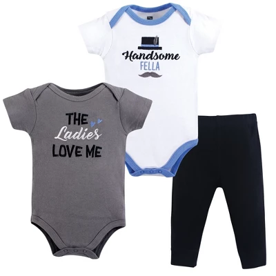 Hudson Baby Infant Boy Cotton Bodysuit And Pant Set, Ladies Love Me 1 Hudson Baby Infant Boy Cotton Bodysuit And Pant Set, Ladies Love Me