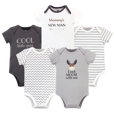 Hudson Baby Cotton Bodysuits 5pk, Dont Moose With Me 1 Hudson Baby Cotton Bodysuits 5pk, Dont Moose With Me