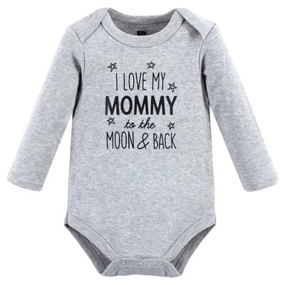 Hudson Baby Infant Boy Cotton Long-Sleeve Bodysuits, Mom Dad Moon Back 2 Hudson Baby Infant Boy Cotton Long-Sleeve Bodysuits, Mom Dad Moon Back - Image 2