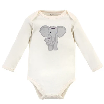 Touched By Nature Baby Girl Organic Cotton Long-Sleeve Bodysuits 5pk, Pink Elephant 5 Touched By Nature Baby Girl Organic Cotton Long-Sleeve Bodysuits 5pk, Pink Elephant - Image 5
