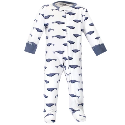 Touched By Nature Baby Organic Cotton Zipper Sleep And Play 3pk, Blue Whale 1 Touched By Nature Baby Organic Cotton Zipper Sleep And Play 3pk, Blue Whale