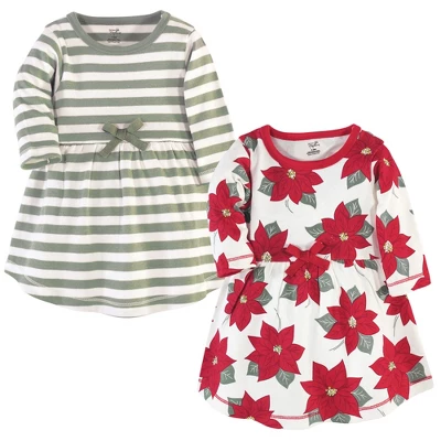Touched By Nature Baby And Toddler Girl Organic Cotton Long-Sleeve Dresses 2pk, Poinsettia 3 Touched By Nature Baby And Toddler Girl Organic Cotton Long-Sleeve Dresses 2pk, Poinsettia - Image 3