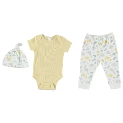 Kyle & Deena Baby Boy Baby Clothes Layette Set Footless Sleep And Play 3 Pack Dinosaur Dino Zoo Yellow 6-9M