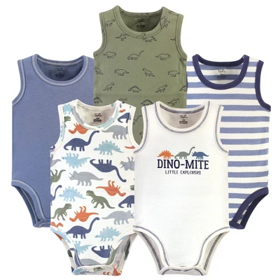 Touched By Nature Baby Boy Organic Cotton Bodysuits 5pk, Bold Dinosaurs 6 Touched By Nature Baby Boy Organic Cotton Bodysuits 5pk, Bold Dinosaurs - Image 6