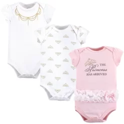 Little Treasure Baby Girl Cotton Bodysuits 3pk, Princess