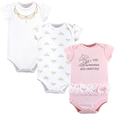 Little Treasure Baby Girl Cotton Bodysuits 3pk, Princess 1 Little Treasure Baby Girl Cotton Bodysuits 3pk, Princess