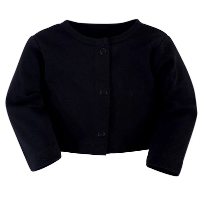 Touched By Nature Baby And Toddler Girl Organic Cotton Dress And Cardigan 2pc Set, Black Floral 3 Touched By Nature Baby And Toddler Girl Organic Cotton Dress And Cardigan 2pc Set, Black Floral - Image 3