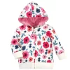 Touched By Nature Baby And Toddler Girl Organic Cotton Hoodie, Bodysuit Or Tee Top, And Pant, Garden Floral