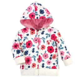 Touched By Nature Baby And Toddler Girl Organic Cotton Hoodie, Bodysuit Or Tee Top, And Pant, Garden Floral