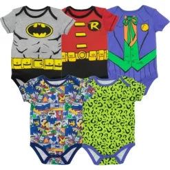 DC Comics Justice League Batman Joker Riddler Newborn Baby Boys 5 Pack Short Sleeve Bodysuits -Baby Nest Deals Store GUEST 2ea509ac aa83 46fe 8909 8cd2ecfbb19c