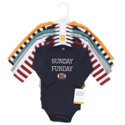 Hudson Baby Unisex Baby Cotton Long-Sleeve Bodysuits, Sports Stripes