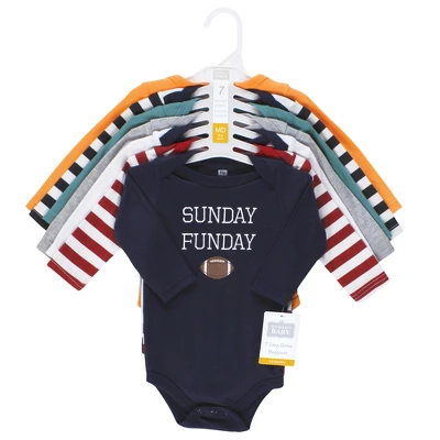 Hudson Baby Unisex Baby Cotton Long-Sleeve Bodysuits, Sports Stripes 1 Hudson Baby Unisex Baby Cotton Long-Sleeve Bodysuits, Sports Stripes