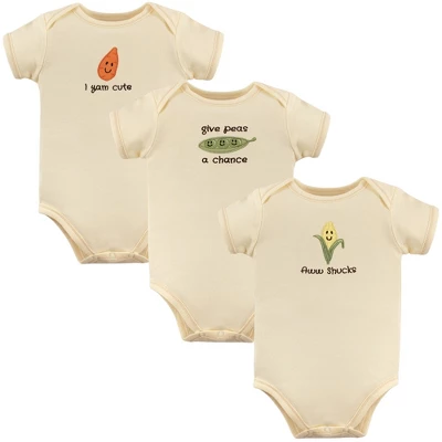 Touched By Nature Organic Cotton Bodysuits 3pk, Corn 1 Touched By Nature Organic Cotton Bodysuits 3pk, Corn