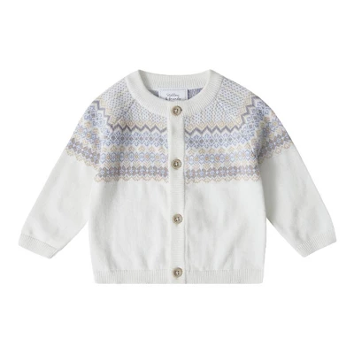 Stellou & Friends 100% Cotton Knit Norwegian Jacquard Design Baby Toddler Boys Girls Long Sleeve Cardigan Sweater 5 Stellou & Friends 100% Cotton Knit Norwegian Jacquard Design Baby Toddler Boys Girls Long Sleeve Cardigan Sweater - Image 5
