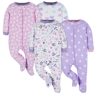 Onesies Brand Baby Girls' Long Sleeve Sleep 'N Plays - 4-Pack 10 Onesies Brand Baby Girls' Long Sleeve Sleep 'N Plays - 4-Pack - Image 10