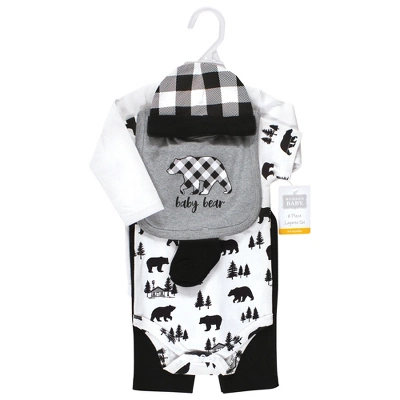 Hudson Baby Unisex Baby Cotton Layette Set, Baby Bear Gray Black 1 Hudson Baby Unisex Baby Cotton Layette Set, Baby Bear Gray Black