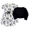 Touched By Nature Baby And Toddler Girl Organic Cotton Dress And Cardigan 2pc Set, Black Floral