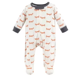 Touched By Nature Baby Boy Organic Cotton Zipper Sleep And Play 3pk, Fox