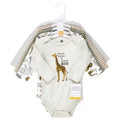 Hudson Baby Unisex Baby Cotton Long-Sleeve Bodysuits, Rustic Safari