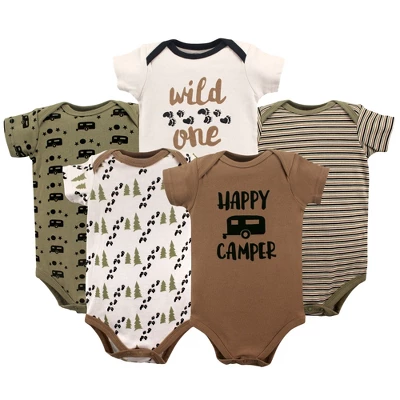 Luvable Friends Baby Boy Cotton Bodysuits 5pk, Happy Camper 2 Luvable Friends Baby Boy Cotton Bodysuits 5pk, Happy Camper - Image 2