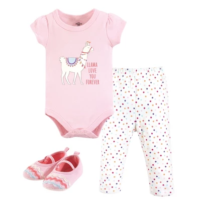 Little Treasure Baby Girl Cotton Bodysuit, Pant And Shoe 3pc Set, Llama Love 2 Little Treasure Baby Girl Cotton Bodysuit, Pant And Shoe 3pc Set, Llama Love - Image 2