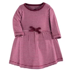 Touched By Nature Baby And Toddler Girl Organic Cotton Long-Sleeve Dresses 2pk, Blush Blossom