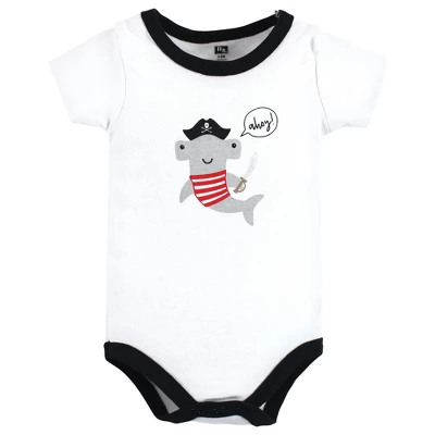 Hudson Baby Infant Boy Cotton Bodysuit, Shorts And Shoe Set, Pirate Shark 2 Hudson Baby Infant Boy Cotton Bodysuit, Shorts And Shoe Set, Pirate Shark - Image 2