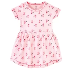 Touched By Nature Baby And Toddler Girl Organic Cotton Short-Sleeve Dresses 2pk, Coral Garden