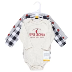 Hudson Baby Infant Boy Cotton Long-Sleeve Bodysuits, Apple Orchard