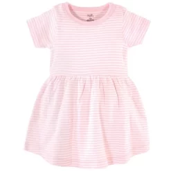 Touched By Nature Baby And Toddler Girl Organic Cotton Short-Sleeve Dresses 2pk, Floral Dot