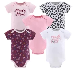 The Peanutshell Baby Girl Short Sleeve Bodysuits, 5-Pack, Pink, Cheetah/Pink Floral, Newborn To 24 Months -Baby Nest Deals Store GUEST 48fc7984 c416 44c4 ad2d 8d520748890f
