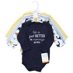 Hudson Baby Infant Boy Cotton Long-Sleeve Bodysuits, Hugasaurus