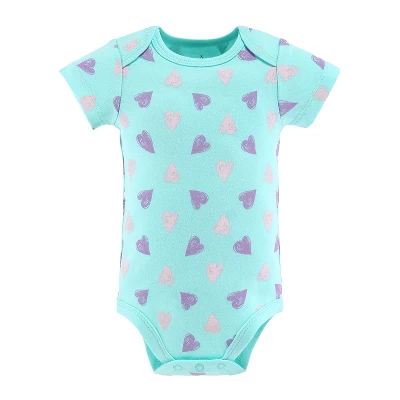 The Peanutshell Baby Girl Short Sleeve Bodysuits, 5-Pack, Purple/Grey/Mint, Newborn To 24 Months 2 The Peanutshell Baby Girl Short Sleeve Bodysuits, 5-Pack, Purple/Grey/Mint, Newborn To 24 Months - Image 2