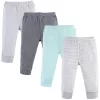 Luvable Friends Baby And Toddler Cotton Pants 4pk, Light Gray Stripe