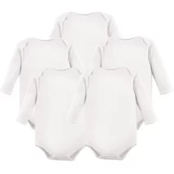 Luvable Friends Cotton Long-Sleeve Bodysuits 5pk, White