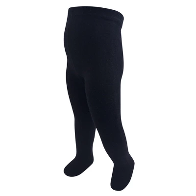 Touched By Nature Baby Girl Organic Cotton Tights, Black White 2 Touched By Nature Baby Girl Organic Cotton Tights, Black White - Image 2