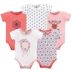 Yoga Sprout Baby Girl Cotton Bodysuits 5pk, Dream Catcher
