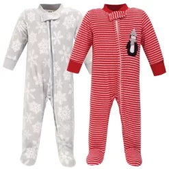 Hudson Baby Baby Fleece Zipper Sleep And Play 2pk, Red Penguin